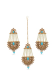 Festive Kundan Pearl Drops with Tikka Set
