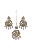 Engagement Kundan Chandbali Earrings with Tikka