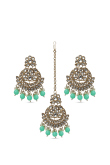 Festive Kundan Chandbalis with Matching Maangtika