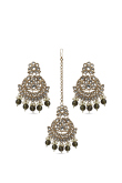 Party Wear Kundan Chandbali Earrings & Maangtika
