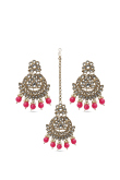 Wedding Kundan Chandbalis with Pearl Maangtika
