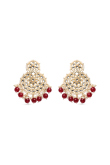 Wine Maroon Kundan Chandbalis with Elegant Beaded Work