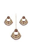 Chandbali Earrings & Maangtika Set with Stone Studded Designs
