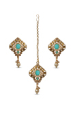 Elegant Drop Style Earrings with Maangtika & Stone Studded Pearls