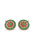Green And Red Stone Studded Stud Earrings