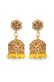 Yellow Stone Studded Stud Jhumka Earrings