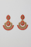 Red Color Stone Studded Chandbali Earrings