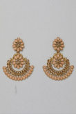 Peach Stone Studded Chandbali Earrings