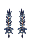 Navy Blue Stone Embellished Copper Drop Earrings