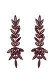 Burgundy Purple Stone Embellished Copper Drop Earrings