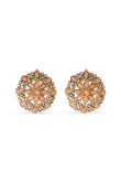 Peach Stone Studded Gold Plated Earrings