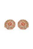 Peach Pink Stone Studded Stud Earrings