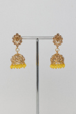 Stone Studded Jhumka Earrings With Yellow Pearls