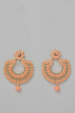 Peach Pearl Studded Chandbali Earrings