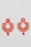 Red Stone Studded Chandbali Earrings