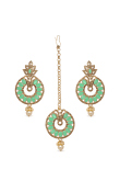 Stone Studded Earring with Beads, Pearls & Maangtika