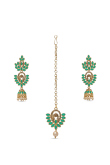  Stone Studded Jhumka Earrings with Maangtika