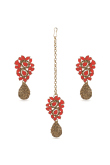  Gold Plated Stone Studded Stud Earrings with Maangtika