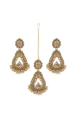  Stone Studded Drop Beads Earring with Maangtika