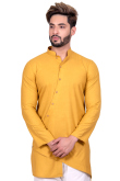 Khadi Silk Kurta Pajama In Yellow Colour