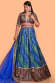 Kota Doria Persian Green Bandhej Printed Flared Lehenga
