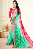 Lace Embroidered Georgette Multi Color Saree