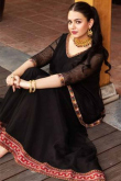 Lace Embroidered Net Black Sharara Suit