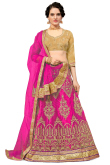 Lace Embroidered Net Magenta Pink Lehenga