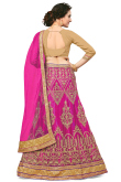 Lace Embroidered Net Magenta Pink Lehenga