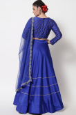 Lace Embroidered Satin Royal Blue Lehenga