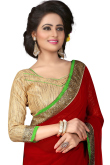 Deep Red Festive Wear Georgette Saree
