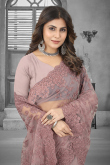 Latest Style Pale Mauve Embroidered Saree in Net 