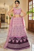 Lavender Pink A Line Lehenga in Art Silk