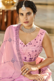 Lavender Pink A Line Lehenga in Art Silk