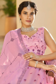 Lavender Pink A Line Lehenga in Art Silk