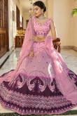 Lavender Pink A Line Lehenga in Art Silk