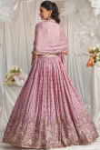 Lavender Pink Embroidered Georgette Flared Style Lehenga 