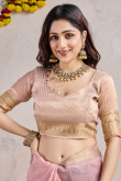 Lavender Pink Kora Silk Saree with Woven Zari Work for Diwali Wear