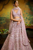 Lavender Pink Net Dori Embroidered Panelled Style Lehenga