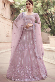 Lavender Pink Net Embroidered Lehenga