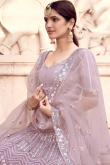 Lavender Pink Net Embroidered Lehenga