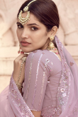 Lavender Pink Net Embroidered Lehenga