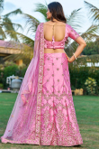 Lavender Pink Satin Lehenga With Thread Embroidery 