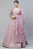 Lavender Pink Sequins Embroidered Silk Panelled Style Lehenga