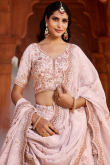 Lavender Pink Silk Blend Lehenga with Zari Work for Diwali Party