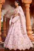 Lavender Pink Silk Blend Lehenga with Zari Work for Diwali Party