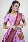 Lavender Pink Silk Woven Zari Flared Lehenga