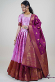 Lavender Pink Silk Woven Zari Flared Lehenga