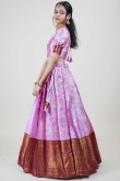 Lavender Pink Silk Woven Zari Flared Lehenga
