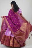 Lavender Pink Silk Woven Zari Flared Lehenga